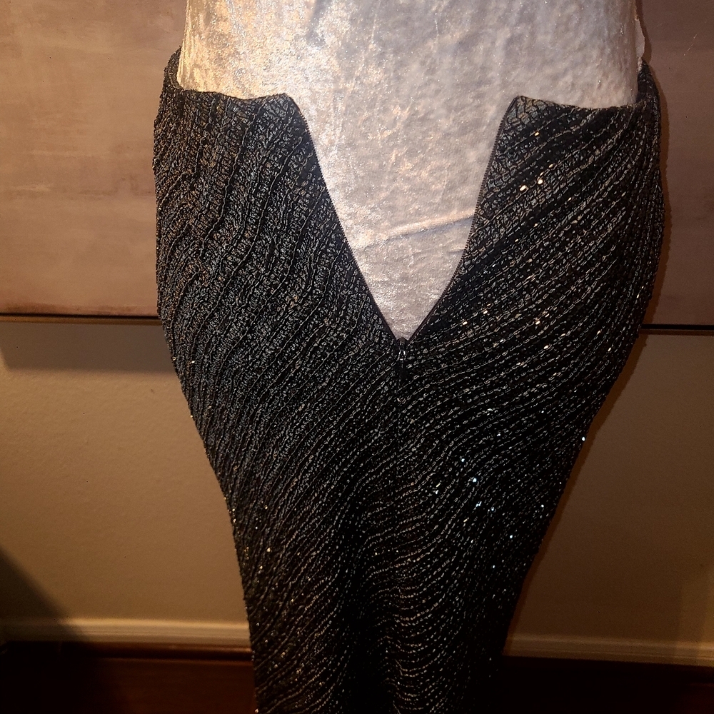 Carmen Marc Valvo Gray Rib Maxi Pencil Skirt - Picture 7 of 8